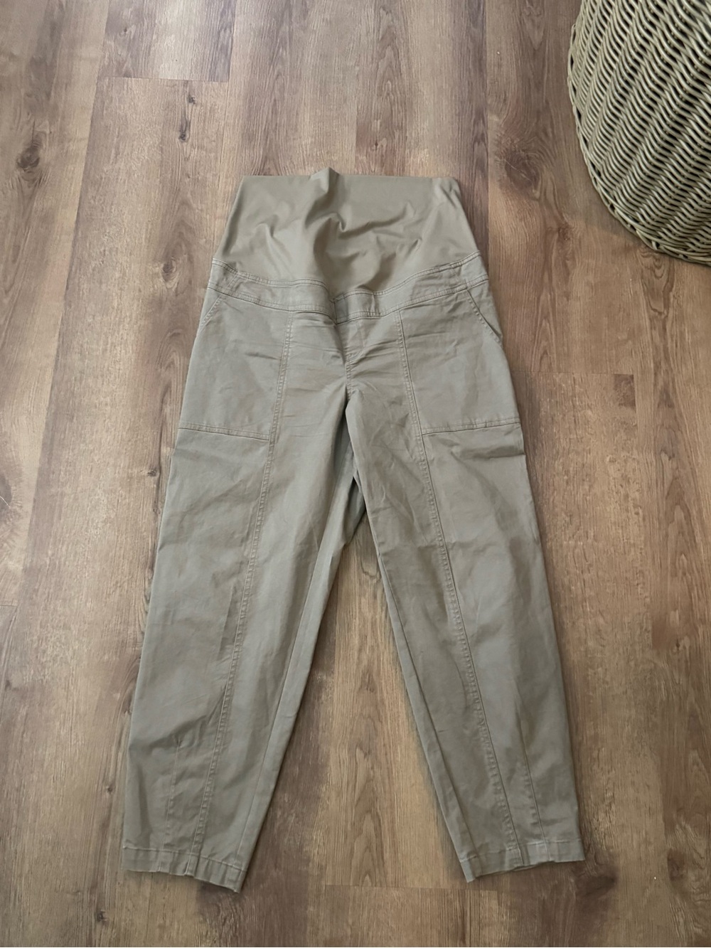 Isabel Maternity by Ingrid & Isabel Olive-Taupe Straight Leg Maternity Pants